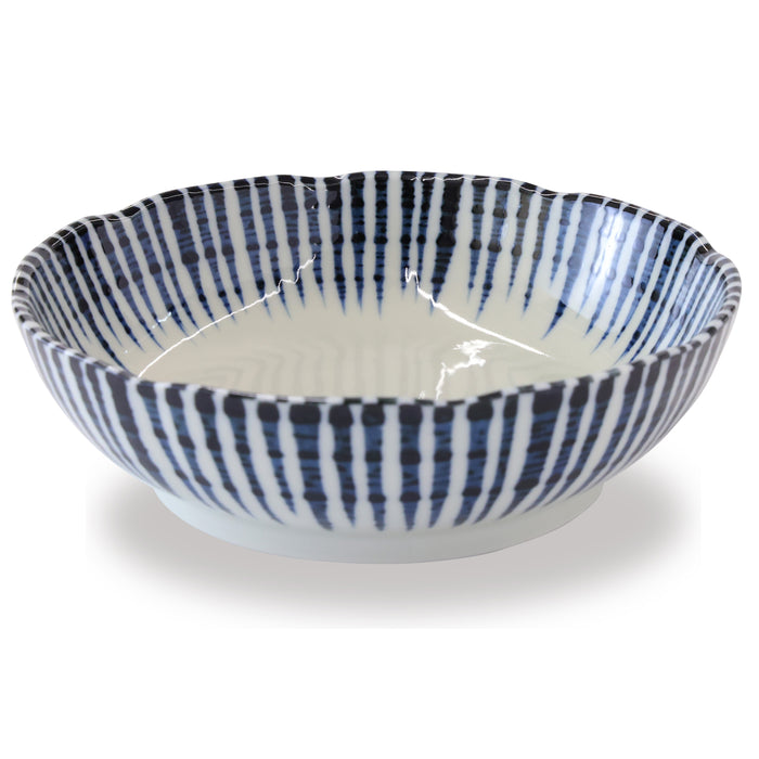 Mino Ware Blue Serving Bowl, Japanese Bowls Made in Japan,17 oz, Microwave & Dishwasher Safe,6.1 inch