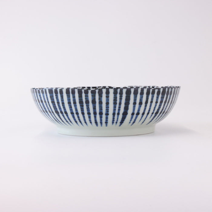 Mino Ware Blue Serving Bowl, Japanese Bowls Made in Japan,17 oz, Microwave & Dishwasher Safe,6.1 inch