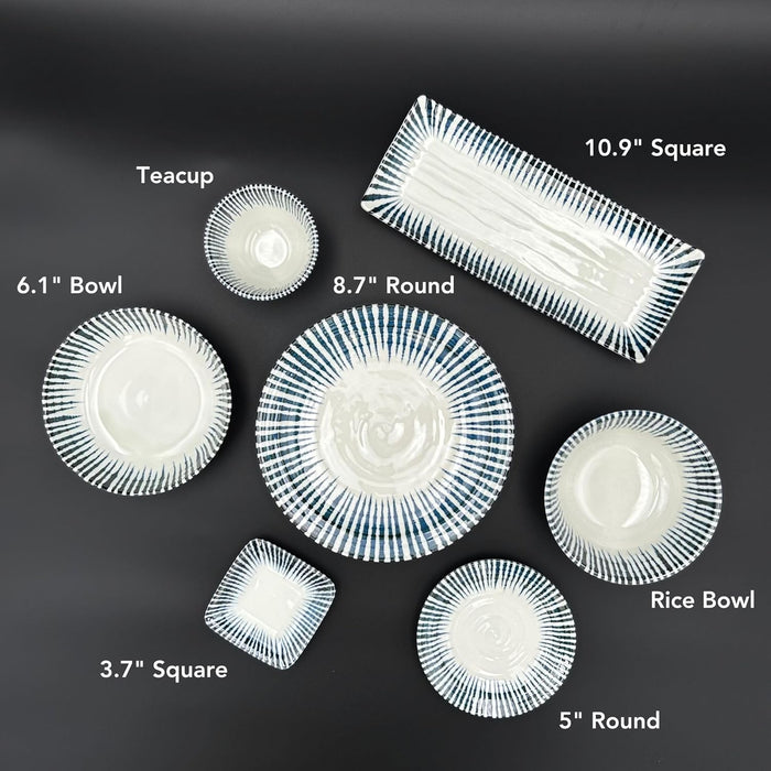 Mino Ware Sendan Tokusa Japanese Pattern Serving Plates Set of 4-5 inch