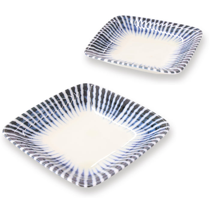 Mino Ware Soy Sauce Dish Set, Dipping Plates for Sushi dinner, Sendan-Tokusa, 3.7 inch, Japanese Ceramic Plate, Set of 2
