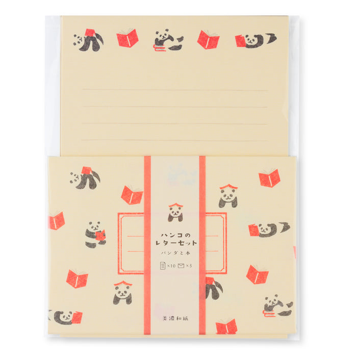 Japanese Hanko Design Panda & Book Letter Set