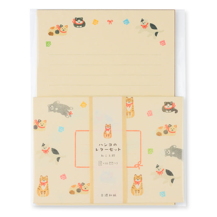 Japanese Hanko Design Cats & Bell Pattern Letter Set