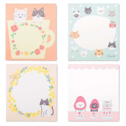 Watashibiyori 4 Designs Memo Pad Cats