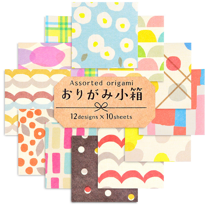 Mino Washi Origami Paper Box - 2.8 inch Each 10 Design / Total 120 Sheets